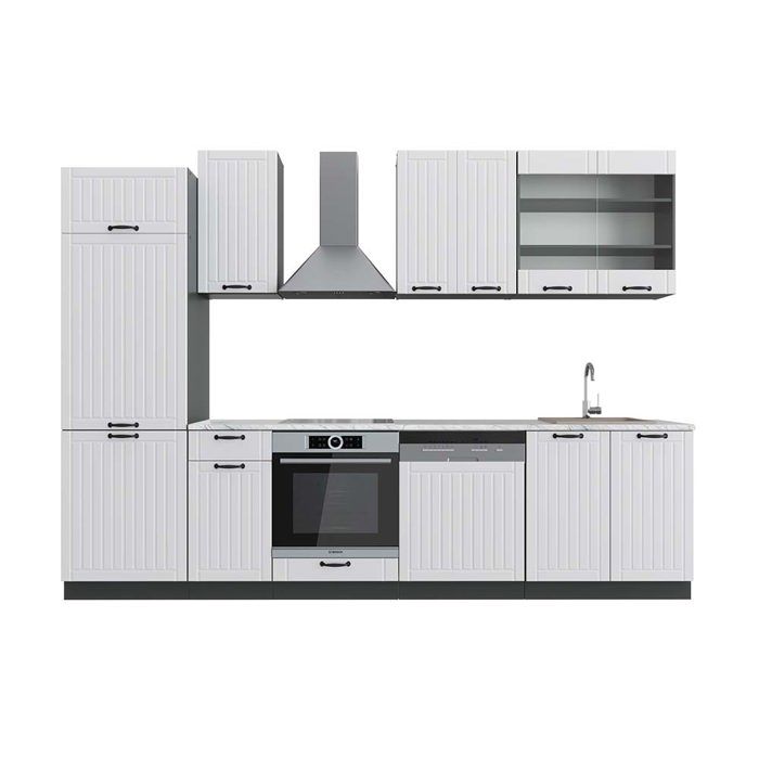 Cuisine équipée Fame-Line Vicco – Style Rustique 300 Cm, Blanc (neuve)