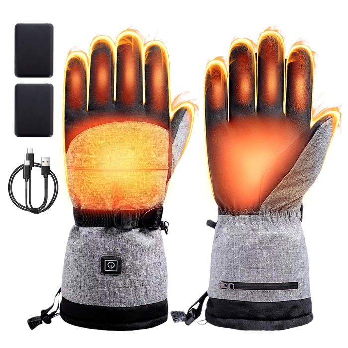 Meilleurs prix pour Todeco Gants Chauffants Hommes Femmes, avec Batterie Rechargeable 7.4V 3000mAh, 3 Niveaux Chauffage,pour Ski, Moto, Randonnée