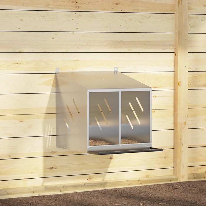 Meilleurs prix pour vidaXL Nichoir de poules avec 2 compartiments métal argenté galvanisé, nichoir à poules pondeuses, boîte à œufs pour poules, 864348