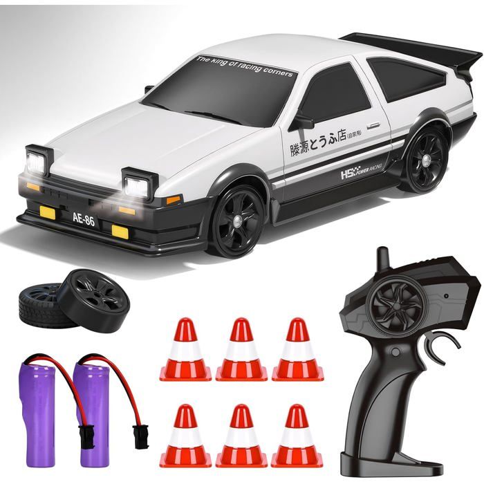 wheelfun 1/43 RC Drift Race Vehicle con Gyro Edition 4WD Ready to Go Mini auto da corsa telecomandata modello ad alta velocità per collezione regalo ragazzi (grigio argento