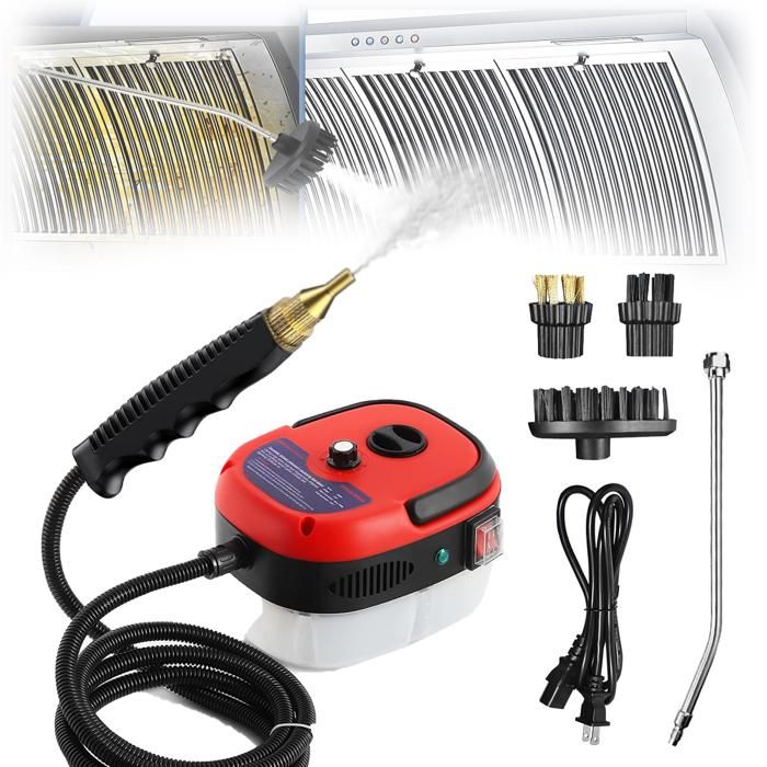 Nettoyeur vapeur haute pression portatif 2 500 W humidité réglable avec 3 têtes de brosse pour la maisonla voiture - rouge - Unbranded