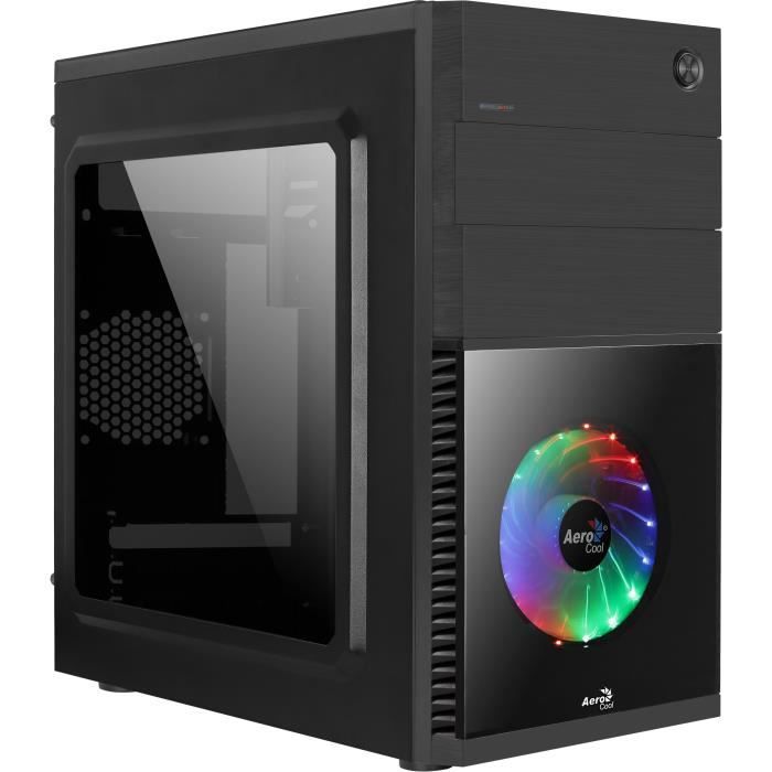 AEROCOOL BOITIER PC CS-105 Cosmo – avec lecteur carte – Mini Tour – Noir – Verre trempé – Format Micro ATX (ACCS-PC09211.11)