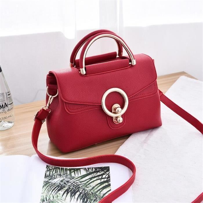 Paquet cuir rouge sac bandouliere cuir femme paquet main de