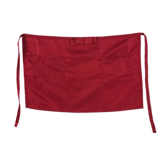 Wiksite 2pcs Noir Court Tablier Taille, Imperméable Patisserie Chef Tablier Avec 2 Poches, Demi Tablier De Cuisine, Barman Barbecue Serveur Tablier Pour Café Bar Restaurant Boulangerie