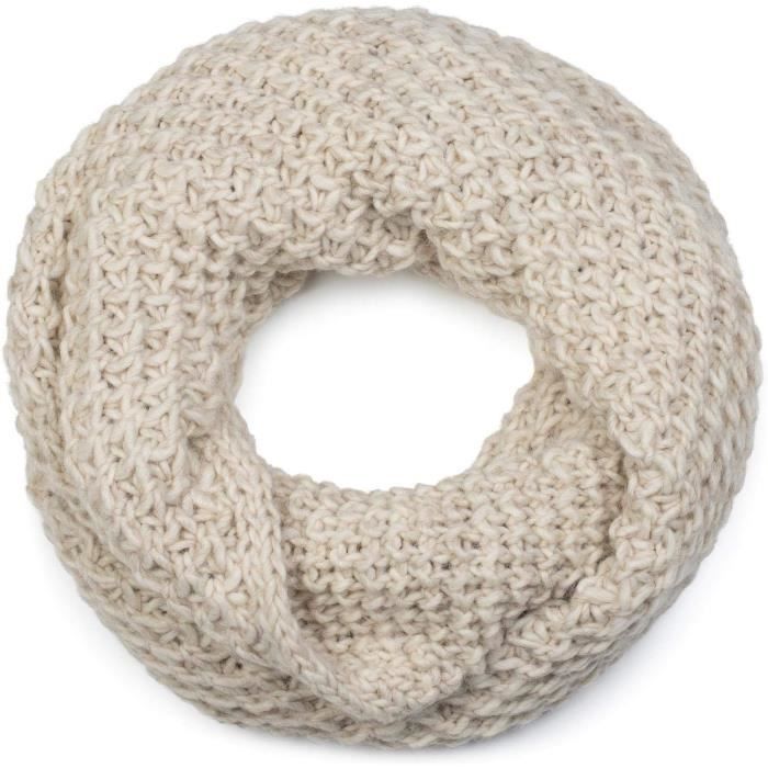 Ensemble Set De 2 Pièces Bonnet Tricoté Écharpe De Cercle