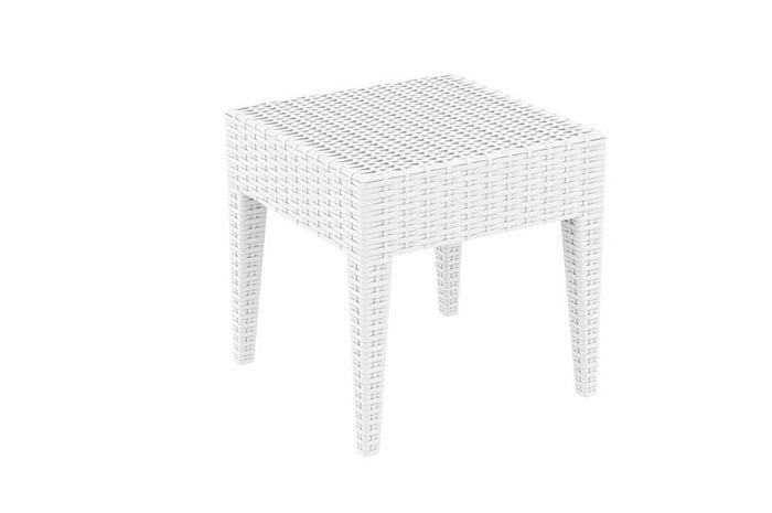 Table Basse De Jardin Carre Etanche En Plastique Blanc 45x45x45 Cm