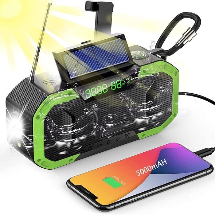 Radio Portables AM/FM, DJLLA 5000mAh Solar Manivelle USB