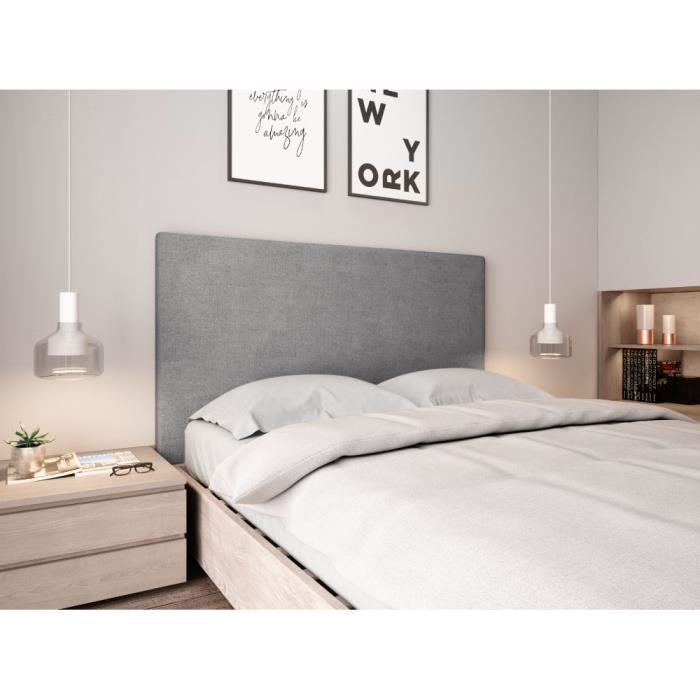 tête de lit en tissu grise - loungitude - numa 160 cm - elegance et simplicité - moderne et facile à installer