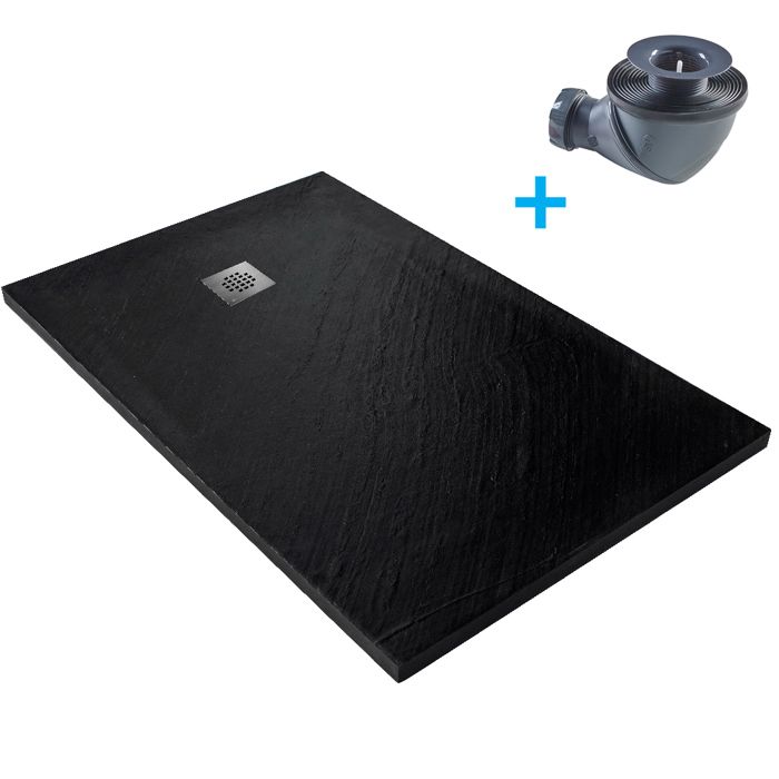 NALA-Receveur De Douche SMC En Fibre De Verre Effet Pierre Avec Bonde Inclus H 2 6 Cm 80 X 140 Taupe 99536793