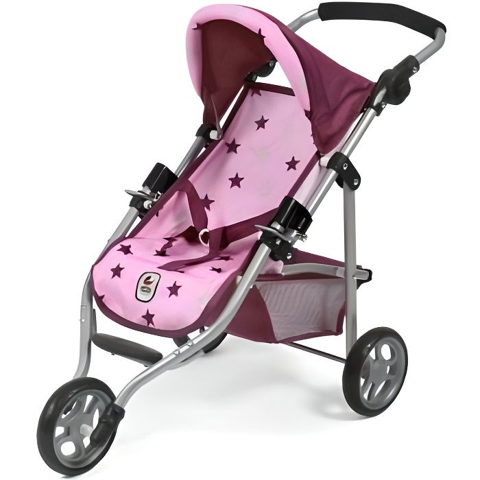 Poussette Jogger 3 roues poupee imprime etoiles 70x33x62cm Poignee 33 a 62cm Cdiscount Jeux Jouets