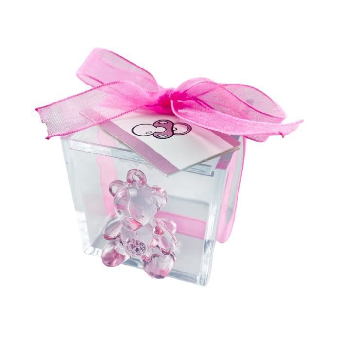 25 Etiquettes Cadeau de Naissance Baby Shower Cérémonie Fête Enfants Ruban CREATI’L Les 25 Oursons Boîtes à Dragées ou Confiseries Cubes Bonbonnière Ballotin Baptême Fille 