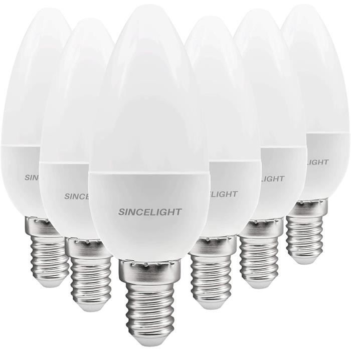 5W / Blanc Chaud 2700K / 500 lumens / 50W équivalent / NON Dimmable / petit culot à vis / 6 pièces Emballé Ampoule LED B35 avec E14 base 
