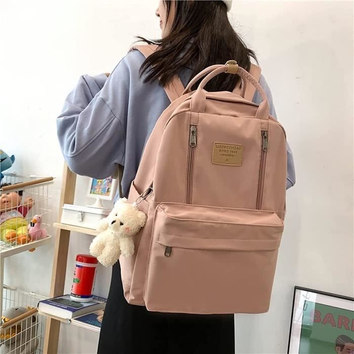 Backpack with Plushies Light Academia Bookbags Cute Vintage