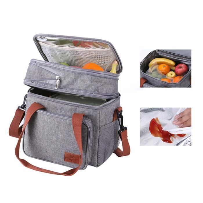 Sac Isotherme Repas, sac de pique-nique Portable avec Bandoulière Réglable  pour Travail Voyage- double couche 14L - Cdiscount Maison