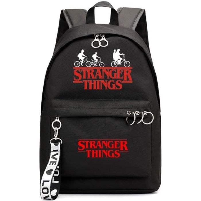 Sac a dos Stranger Things Fille Noir Synthetique Porte dos Cdiscount Bagagerie Maroquinerie