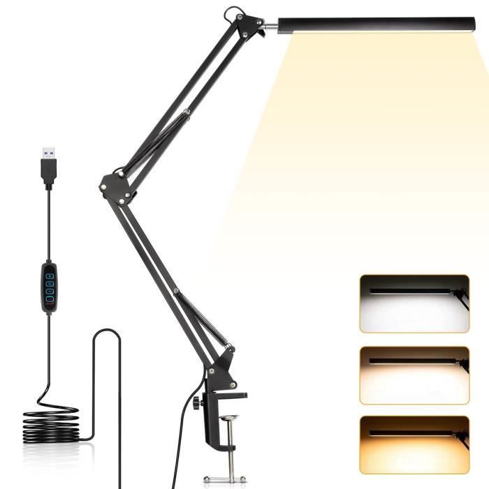 Lampe de bureau LED avec pince, lampe de table USB pour étude