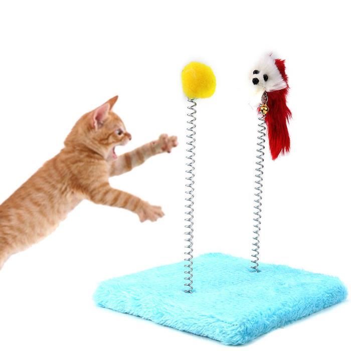 Atyhao Plate Forme De Saut De Chat Avec Jouet Plate Forme De Saut D Arbre A Chat Drole Avec Balle De Printemps Souris Bleu Cdiscount Animalerie