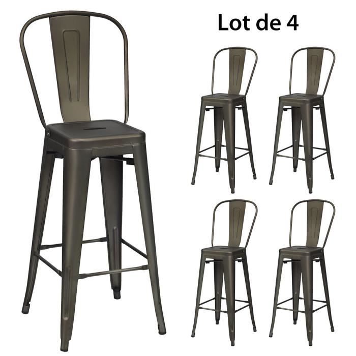 chaises de bar vintages en métal - costway - lot de 4 - hauteur du siège 76 cm - robuste - charge max. 150kg