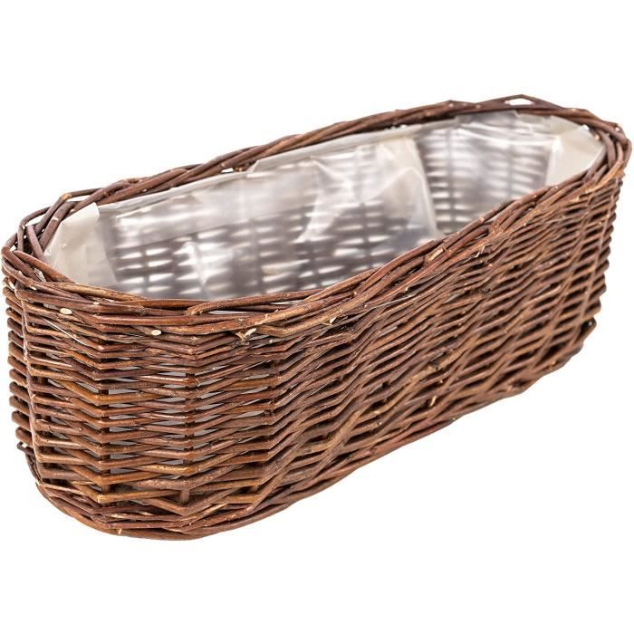 Cachepot en osier Creative Home Rectangulaire Marron 35 x 11 x