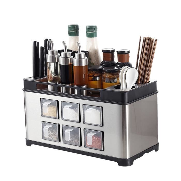 Boîte à épices Carrée En Bois De Haute Qualité 9 Récipients Masala