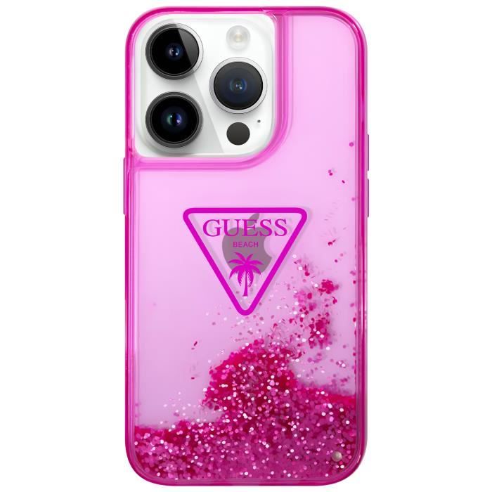 Coque Luxe pour iPhone 14 Pro Max Paillettes Flottantes Anti rayures Guess