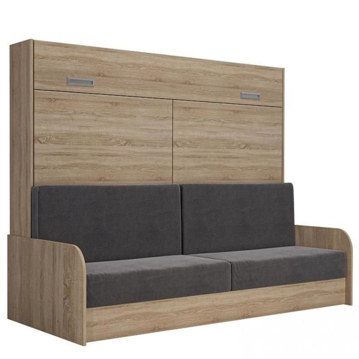 Armoire lit escamotable VERTIGO SOFA structure accoudoirs chêne tissu