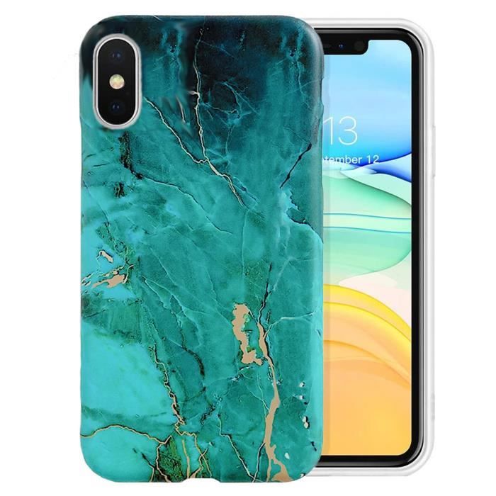 iyupp marbre coque pour iphone x xs vert x or cdiscount telephonie