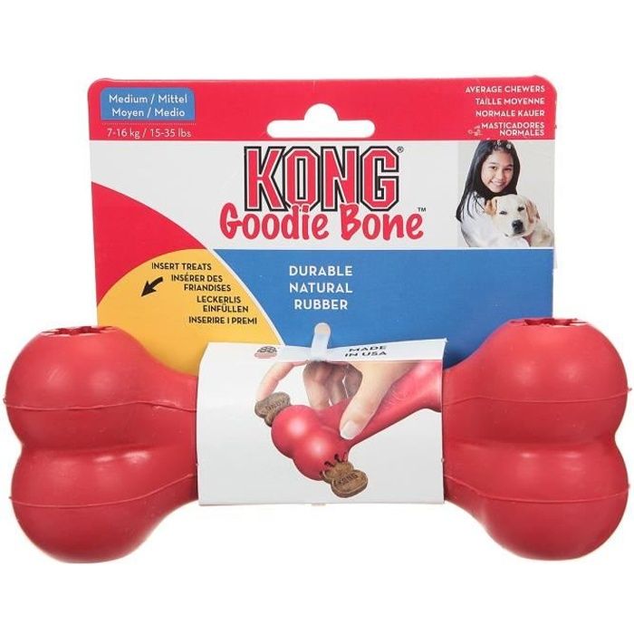 KONG Jouet os à mâcher en caoutchouc Goodie Bone Medium - Pour chien