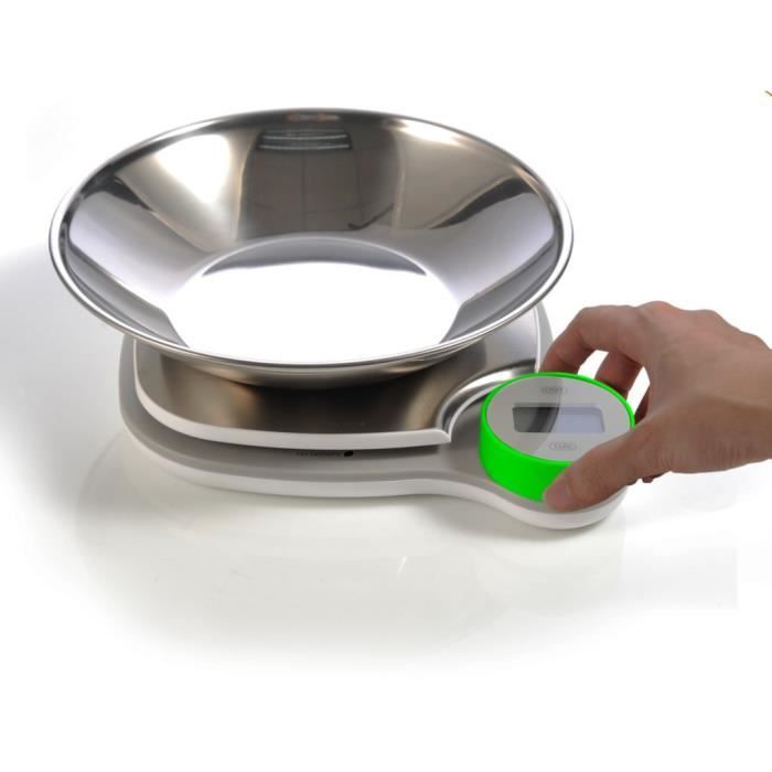 LITTLE BALANCE Balance de cuisine 8411 Kinetic XS Bol - Sans pile - Rechargeable par son bouton - 5 kg / 1 g - Bol inox