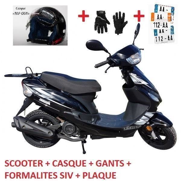 SCOOTER NEUF marque française 50CC AVEC PNEUS SPECIAL PLUIE + CASQUE +  GANTS + PLAQUE - Cdiscount Auto