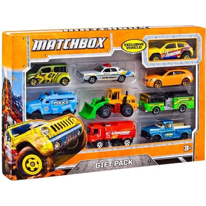 Coffret de 9 petites voitures Matchbox - Modèle aléatoire - Dès 3 ans - Multicolore