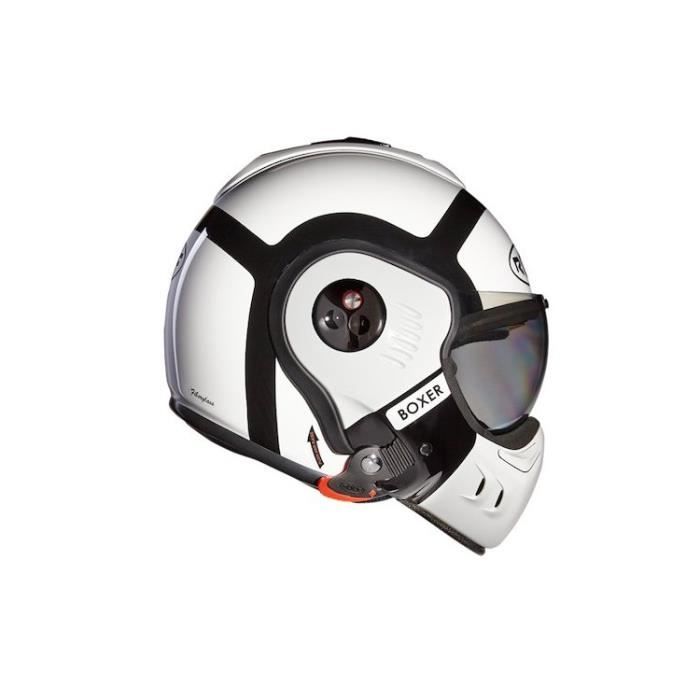 Roof Casque Modulable Boxer V8 Bond Noir Blanc Visiere Miroir Iridium Achat Vente Casque Moto Scooter Roof Casque Modulable Boxer Cdiscount