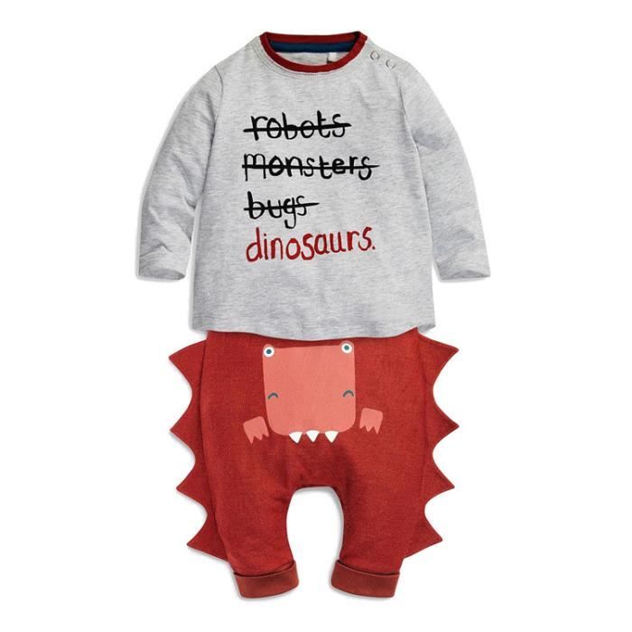 Costume de dinosaure pour enfants vêtements bébé lettres à manches longues  + dinosaur pantalon bébé costume Gris - Cdiscount Prêt-à-Porter