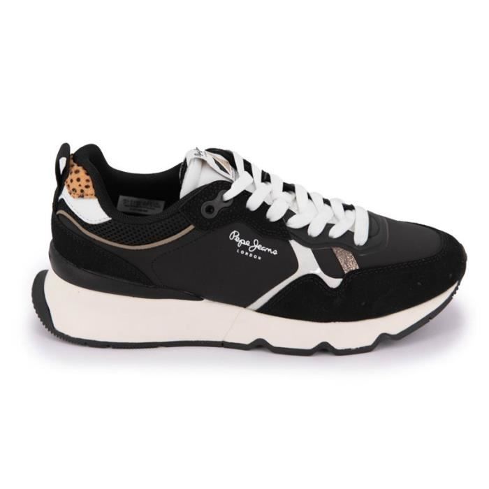 Baskets basses noir Femme PEPE JEANS Textile Lacets Plat Noir Cdiscount Chaussures