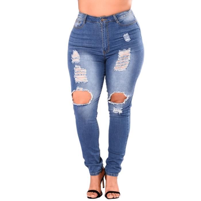 Grande Taille Femme Jean Skinny Taille Haute Slim Skinny Denim