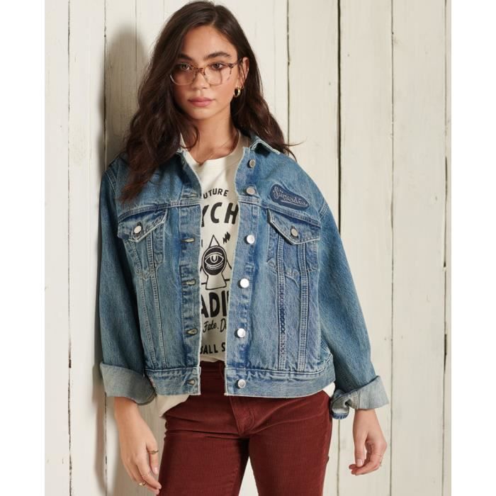 Veste camionneur femme Superdry Boyfriend Crafted covelo vintage moyen souvenir Cdiscount Sport