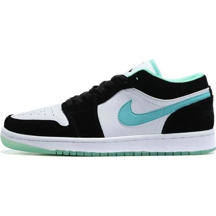 Basket Jordan 1 Low Chaussures de pour Femme Homme Noir et blanc et vert  Noir et blanc et vert - Cdiscount Chaussures
