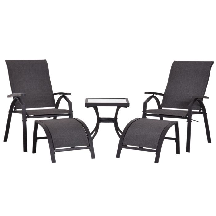 Ensemble Salon De Jardin 5 Pieces 2 Chaises Longues Inclinables