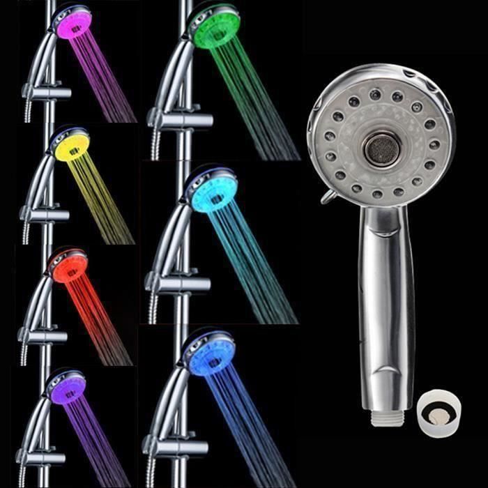 Cadeau,Douche à jet réglable multifonctions 3 types de buses 7 changement de couleur My14908