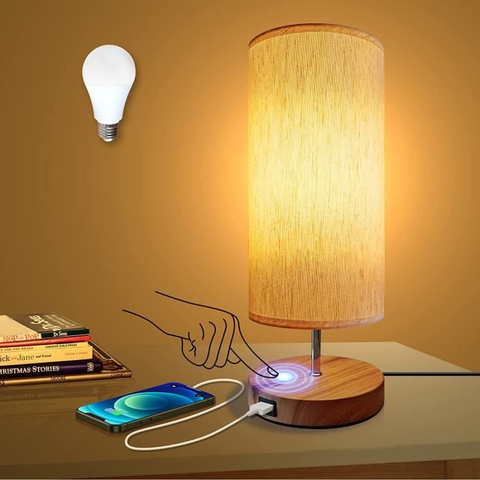 Lampe de Table ,Lampe de Chevet Contrôle Tactile, Dimmable 3 Températures  de Couleur et Port de Charge USB, 1 pièce - Cdiscount Maison