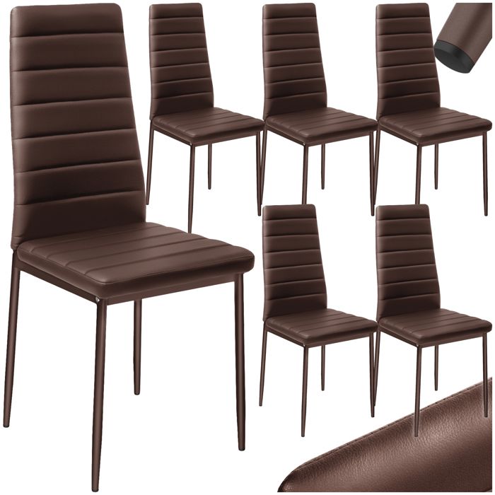 tectake 6 chaises de salle a manger ou de cuisine design epure cadre en acier marron cdiscount maison
