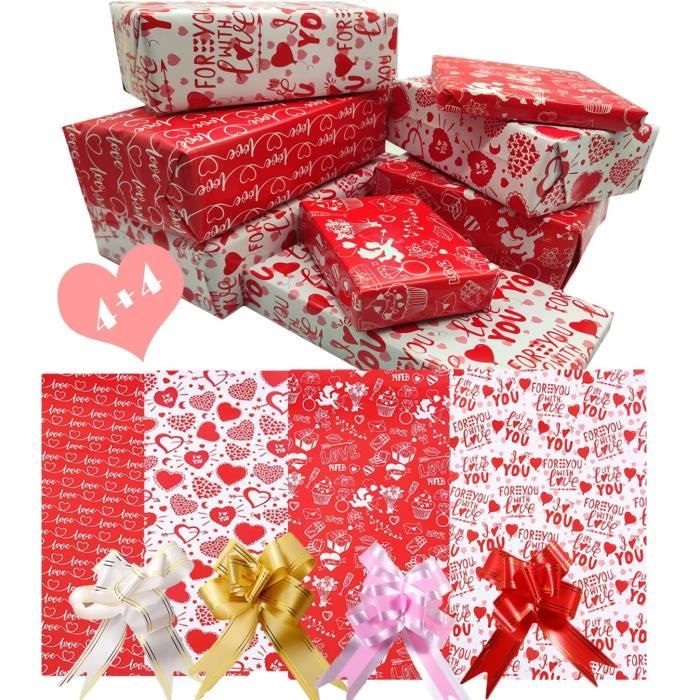 Papier Cadeau Saint Valentin 4 Feuilles 50 * 70Cm, Emballage Cadeau Saint  Valentin, Papier Cadeau Coeur, Pour Anniversaire, L[H513] - Cdiscount  Beaux-Arts et Loisirs créatifs