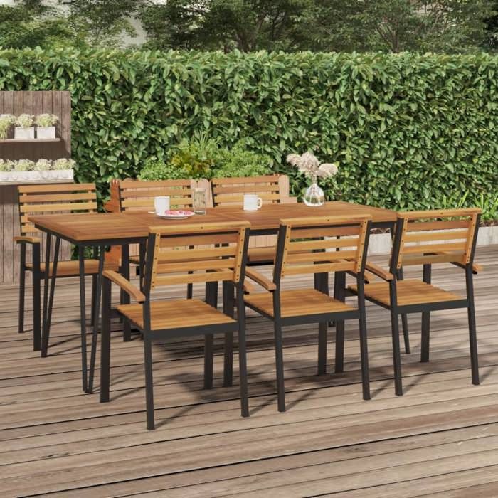 vidaXL Table de jardin 200x90x75 bois acacia - vue 2
