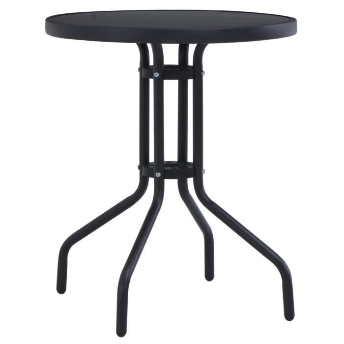 vidaXL Table de jardin ronde 60 cm Acier et verre - vue 2