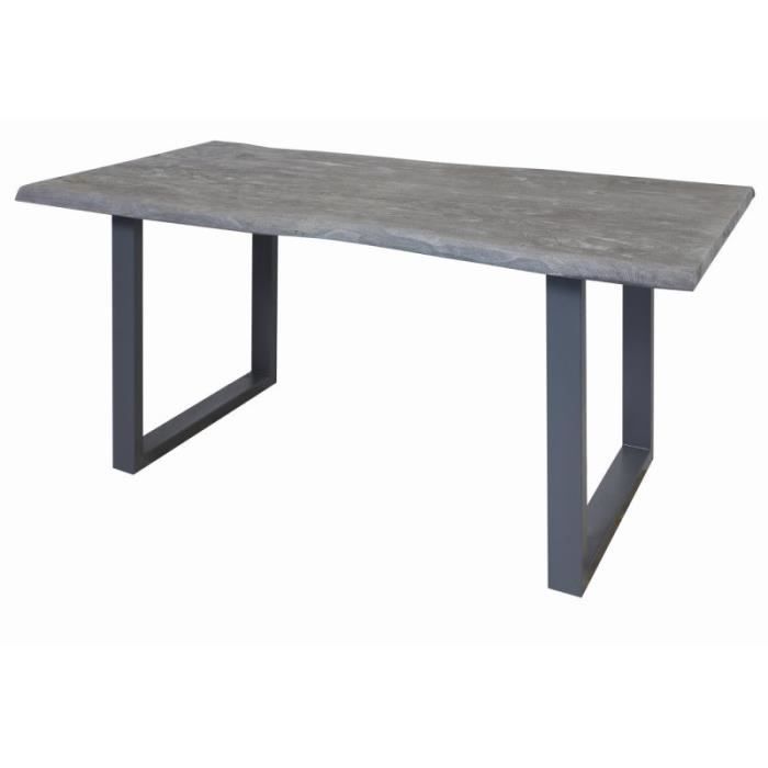 table de salle à manger contemporaine en acacia massif gris mayane   table 240 cm   able 240 cm gris