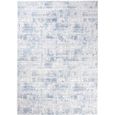 TAPISO Tapis Salon Poils Ras Sky Bleu Gris Clair Blanc Vintage Polyester Intérieur 120x170 cm-1