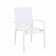 Table de jardin extensible aluminium 270cm + 10 fauteuils empilables textilène - blanc - ANDRA-1