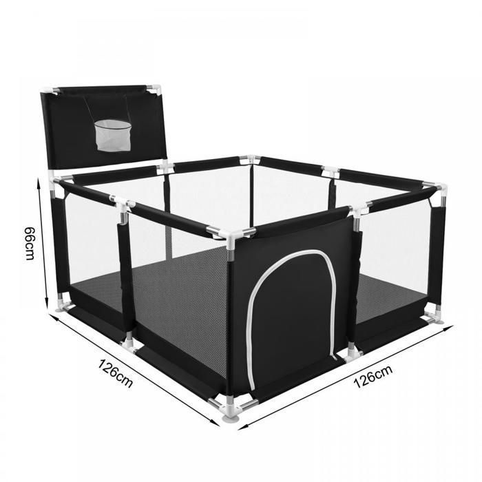 Parc Bébé En Tissu Oxford 120x120x66 Cm – Avec 50 Balles – Centre D’Activités Intérieur/Extérieur – Gris Clair – Pour 0-6 Ans