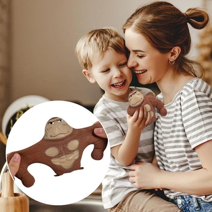 Singe Antistress à Presser – Jouet Souple Extensible – Caoutchouc Durable – Relaxation Pour Enfant & Adulte – Cadeau Bureau Maison