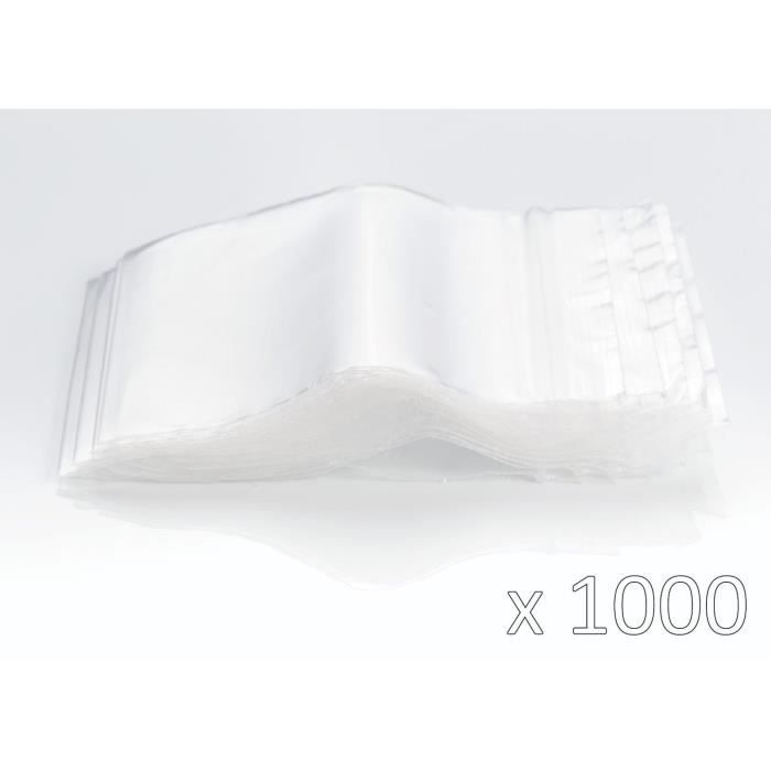 1000 sachets plastiques Zip 40x60 mm Eco avec trou de suspension bande rouge